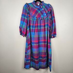 Maternity vintage 70s 80s plaid dress size small